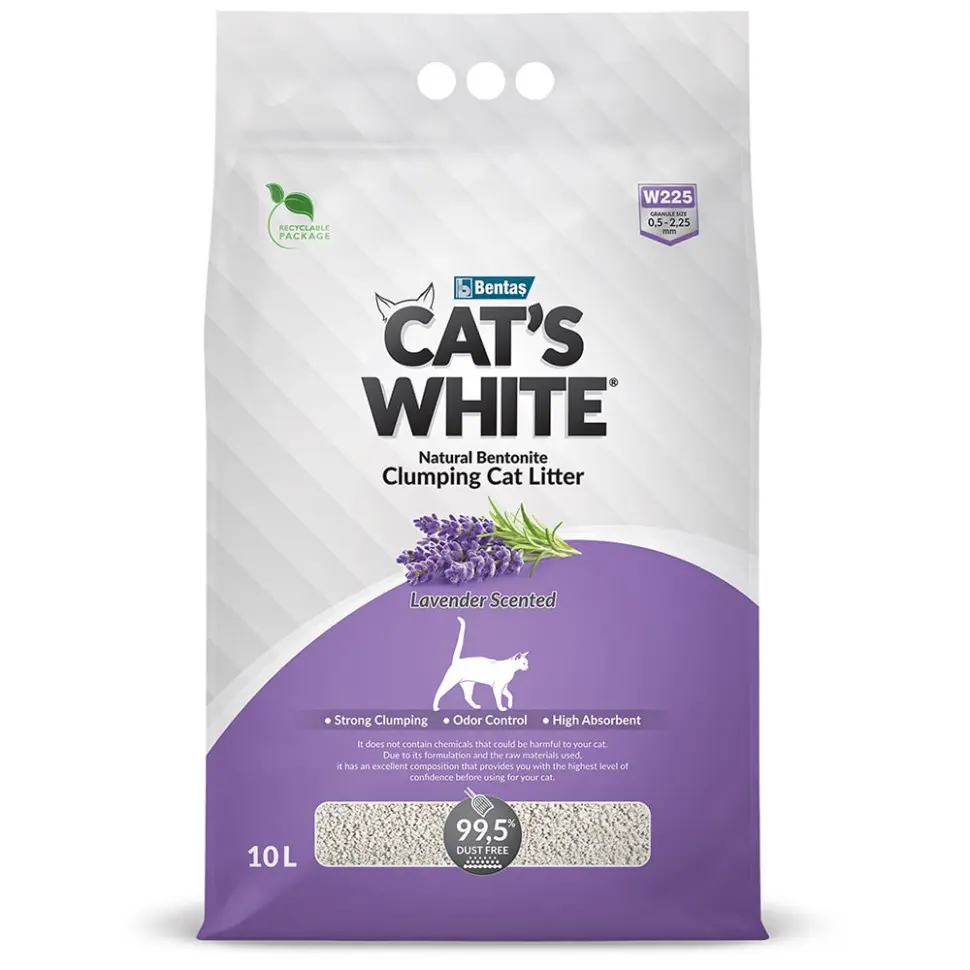 Cat's white lavender наполнитель комкующийся для кошачьего туалета с ароматом лаванды - 10 л в интернет-зоомагазине Pets Room