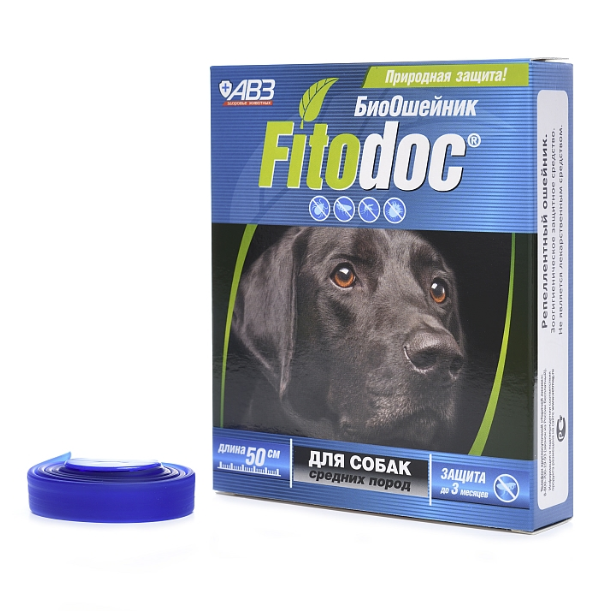 Авз фитодок 50 см ошейник для средних собак репеллентный био от блох до 3 месяцев и клещей до 5 недель на основе эфирных масел фото Авз фитодок 50 см ошейник для средних собак репеллентный био от блох до 3 месяцев и клещей до 5 недель на основе эфирных масел в интернет-зоомагазине Pets Room