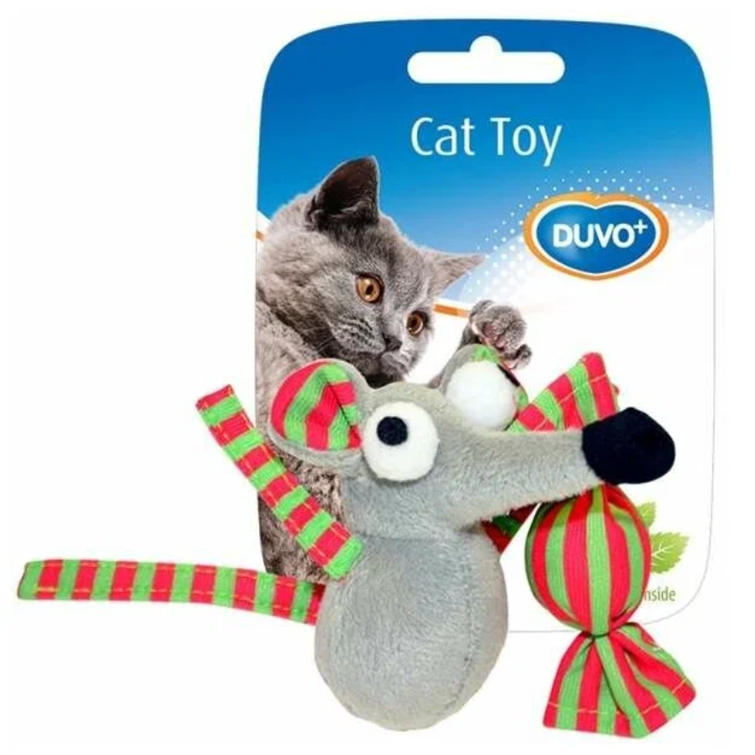 Duvo+ игрушка для кошек мягкая с кошачьей мятой "мышка с конфетой", коричневая, 7.5х7х3.5см в интернет-зоомагазине Pets Room