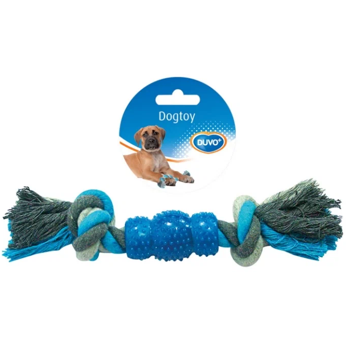 Duvo+ игрушка для собак веревочная с резиновым центром "кость", синяя, 23см! в интернет-зоомагазине Pets Room