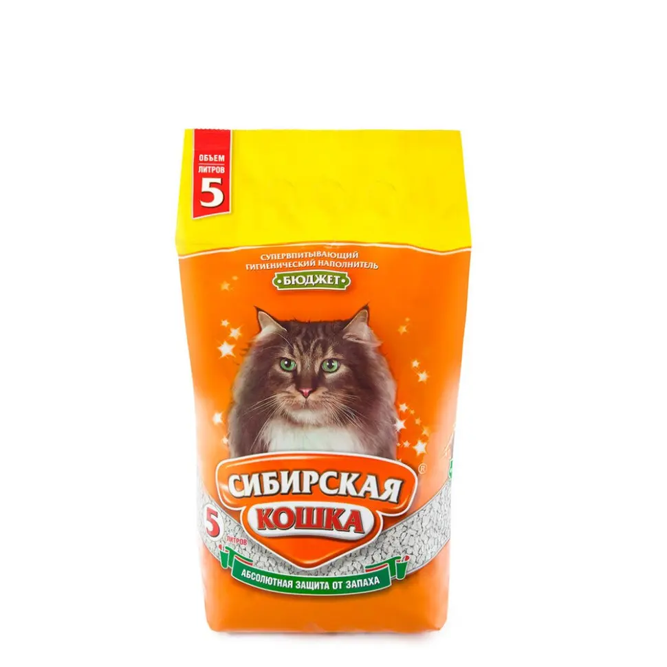 Сибирская кошка "бюджет" впитывающий наполнитель для кошачьего туалета - 5 л (2 кг) в интернет-зоомагазине Pets Room