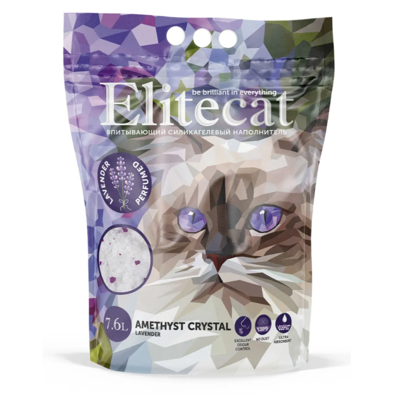 Elitecat наполнитель впитывающий силикагель "crystal lavender", 7.6л в интернет-зоомагазине Pets Room