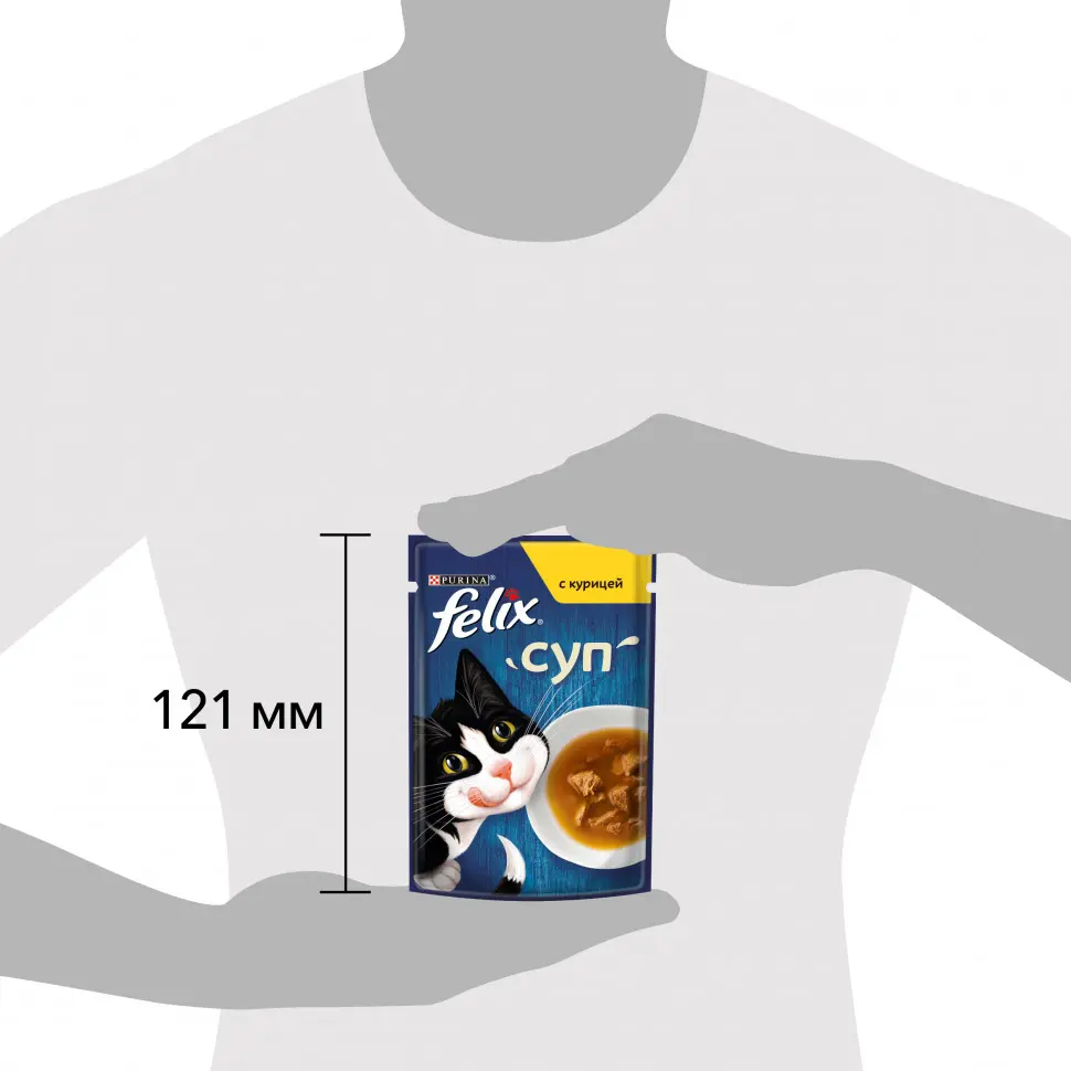 Felix суп влажный корм для взрослых кошек, с курицей пауч 48 г в интернет-зоомагазине Pets Room
