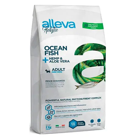 Alleva holistic adult ocean fish mini сухой корм для взрослых собак с океанической рыбой, коноплей и алое вера - 2 кг фото фото №2 Alleva holistic adult ocean fish mini сухой корм для взрослых собак с океанической рыбой, коноплей и алое вера - 2 кг в интернет-зоомагазине Pets Room